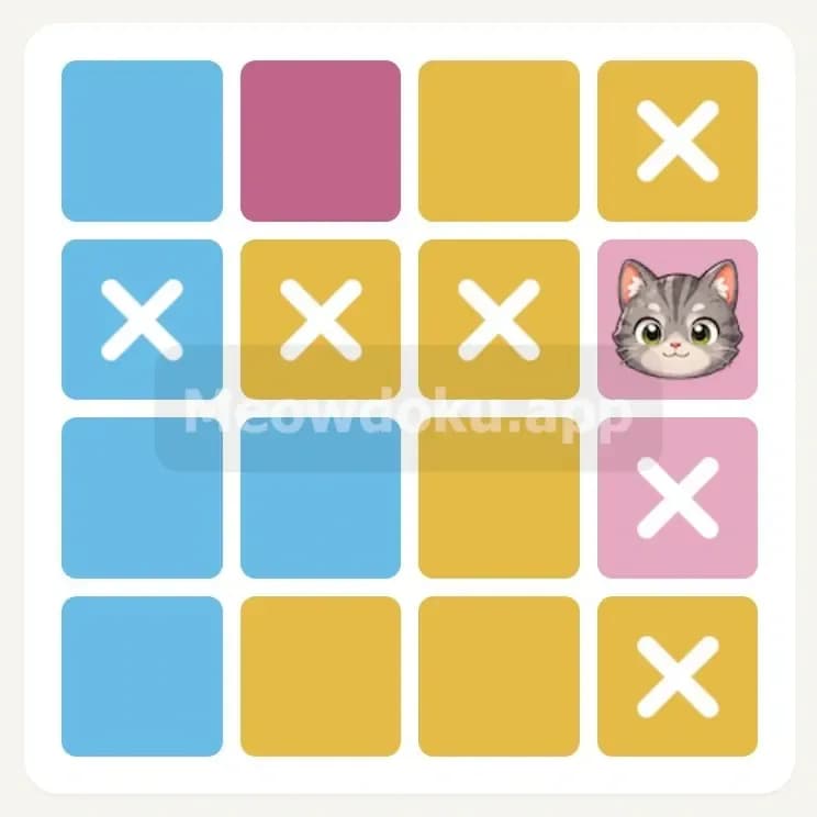 2. 各行・各列に猫は1匹だけ